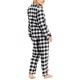  Matching Women’s Buffalo Check Cotton Flannel Pajama Set, Black/White, Medium