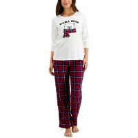 Family Pajamas Matching Women's Mama Bear Plaid Pajama Sets, Red, X-Large