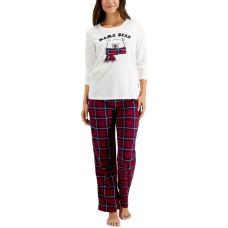 Family Pajamas Matching Women's Mama Bear Plaid Pajama Sets