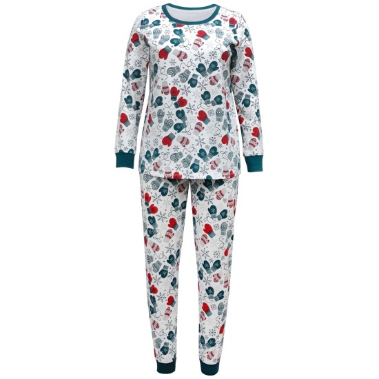  Matching Women’s Mittens Pajama Set, Multi, Small