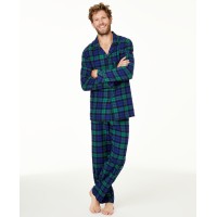 Family Pajamas Men's Matching Black Watch Plaid Family Pajama Sets, Green, XX-Large