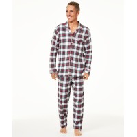 Family Pajamas Men’s Matching Stewart Plaid Pajama Set, Red/White, Large