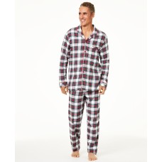 Family Pajamas Men’s Matching Stewart Plaid Pajama Set, Red/White, X-Large