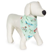 Family Pajamas Tropical Santa Printed Pet Bandana, Blue, Large