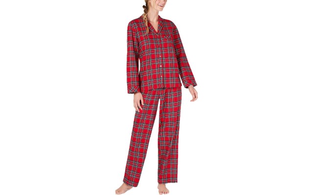  Women’s Matching Holiday Plaid Pajama Set, Red, Small