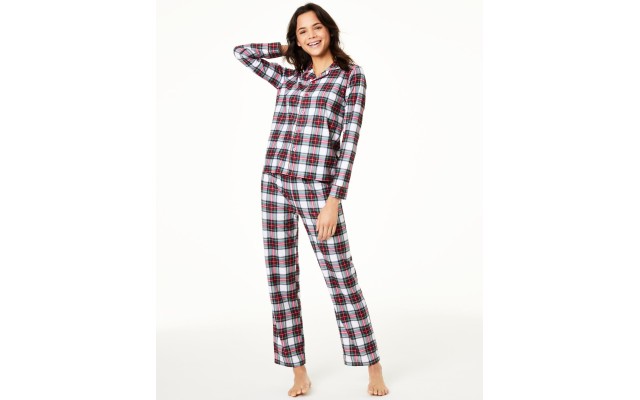  Women’s Matching Pajamas Stewart Plaid Pajama Sets, Red/White, X-Large