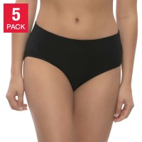 Felina Ladies' Cotton Stretch Hipster, 5-pack, Black, Large