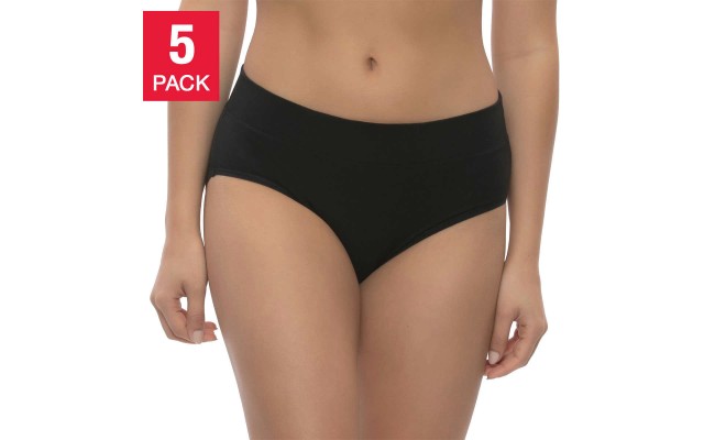  Ladies' Cotton Stretch Hipster, 5-pack, Black, XX-Large