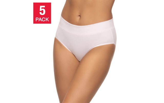  Ladies' Cotton Stretch Hipster, 5-pack, Pink, Large