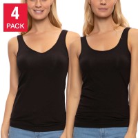 Felina Ladies' Reversible Tank, 4-pack, Black, X-Large