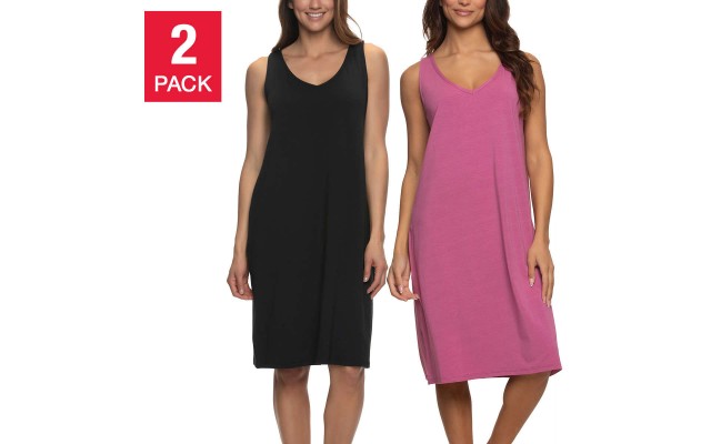  Ladies' Sleep Dress, 2-pack, Black, Medium