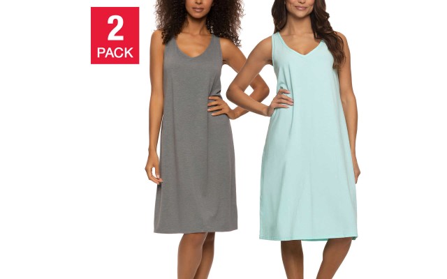  Ladies' Sleep Dress, 2-pack, Gray, Large