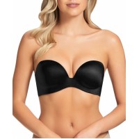 Fine Lines Women’s Memory Low Cut Strapless 4 Way Convertible Bra, Black, 34C
