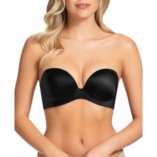 Fine Lines Women’s Memory Low Cut Strapless 4 Way Convertible Bra, Black, 34C