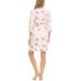  Livia Ivory Wrap Robe, Cami & Tap Shorts Travel Pajama Set, White/Pink, Small