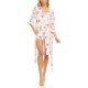  Livia Ivory Wrap Robe, Cami & Tap Shorts Travel Pajama Set, White/Pink, Small