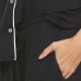  Ladies' Button Front 2-piece PJ Set, Black, X-Large