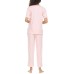  Ladies' Button Front 2-piece PJ Set, Pink, Large