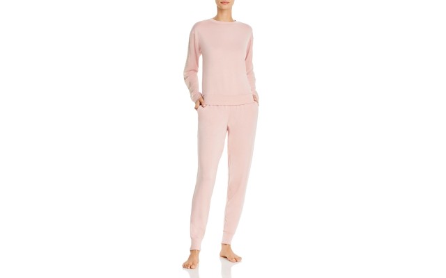  Womens Lotus Brush Knit Pajama Set, Blush, Small