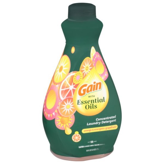  with Essential Oils Liquid Laundry Detergent, The Uplifting Scent, Orange & Energetic Grapefruit, 58 fl oz 58 loads