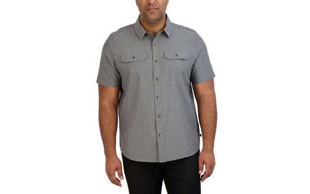  Men's Short Sleeve Woven Shirt, Gray, 3X-Large