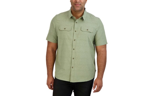  Men's Short Sleeve Woven Shirt, Green, X-Large