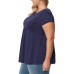  Ladies' Embroidered Tee, Blue, Medium