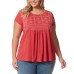  Ladies' Embroidered Tee, Red, 2X