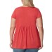  Ladies' Embroidered Tee, Red, Large