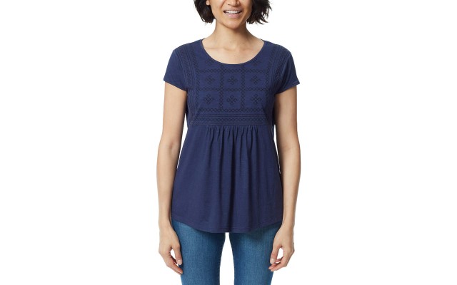  Ladies' Embroidered Tee, Blue, X-Small