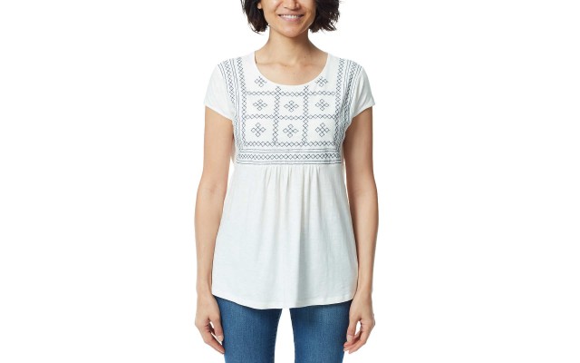  Ladies' Embroidered Tee, White, Medium