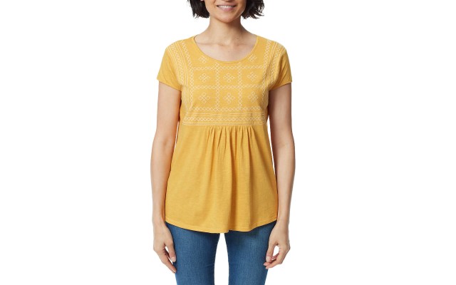  Ladies' Embroidered Tee, Yellow, XX-Large