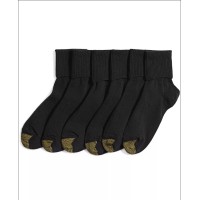 GOLD TOE Men’s Extended Sizes 6-Pack Turn Cuff Socks BLACK None