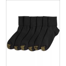 GOLD TOE Men’s Extended Sizes 6-Pack Turn Cuff Socks BLACK None