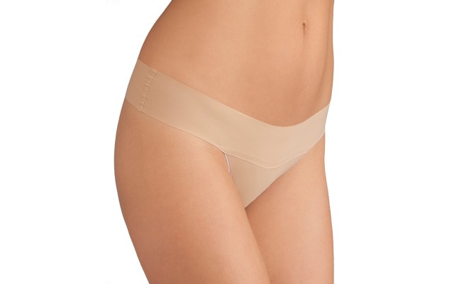  Womens Bare Eve Natural Rise Thong, Taupe, Medium