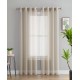  Lumino by Perth Semi Sheer Grommet Curtain Panels – 54 W x 95 L – Set of 2, Beige