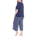  Ladies' Palazzo 3-piece Lounge Set, Blue, X-Large