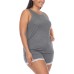  Ladies' Tank and Short Set, Gray, X-Large