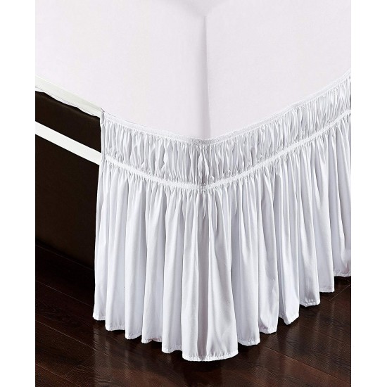 Hotel Luxury Collection Wrap Around Bed Skirt, Elastic Dust Ruffle Easy Fit, Wrinkle and Fade Resistant – Twin/Full