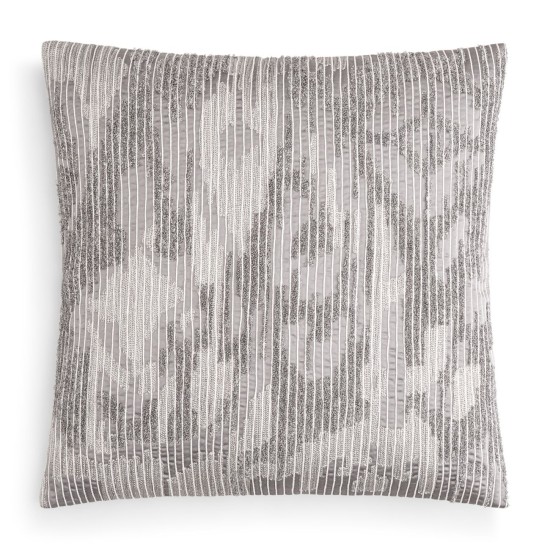  Collection Embroidered Texture 20″ Decorative Pillow, Gray