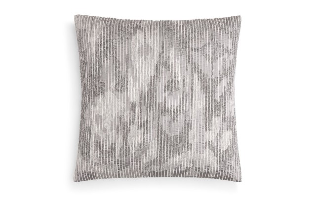  Collection Embroidered Texture 20″ Decorative Pillow, Gray