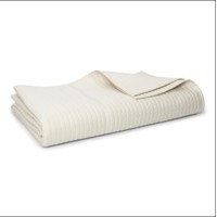 Hudson Park Collection Mini Grid Cotton Sateen Quilted Coverlet Ivory Twin