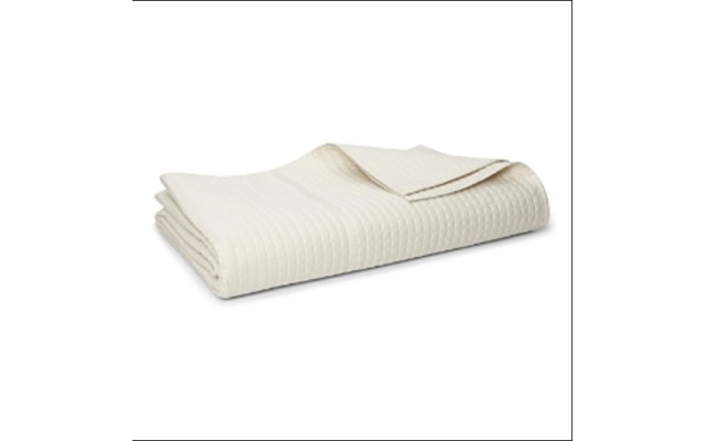 Hudson Park Collection Mini Grid Cotton Sateen Quilted Coverlet Ivory Twin