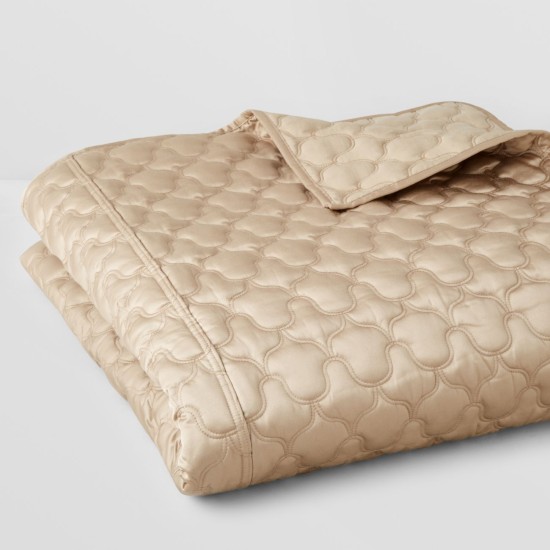 Hudson Park Concerto Taupe KING Quilted Coverlet, Chocolate