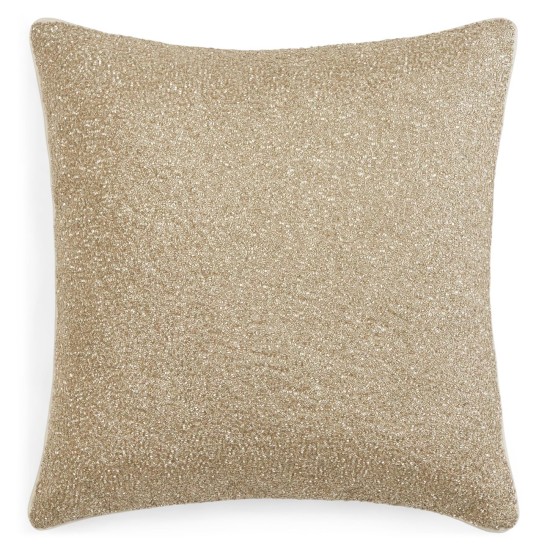  Luxe Paloma Allover Beaded Decorative Pillow, 18 x 18, Taupe