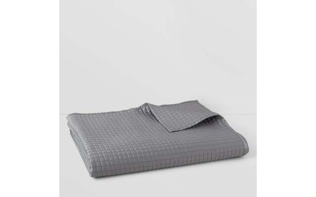  Minigrid Coverlet, Gray, Twin