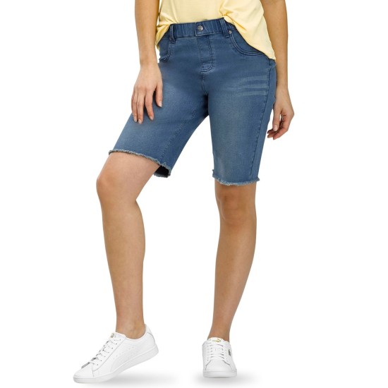 High Waist Bermuda Denim Shorts, Blue, X-Small