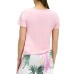  Scoop Neck Short Sleeve Pajama T-Shirt, Pink, Small