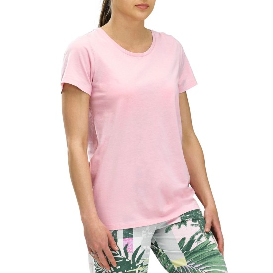  Scoop Neck Short Sleeve Pajama T-Shirt, Pink, Small