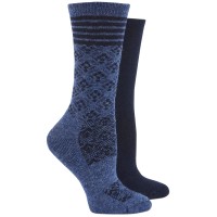 Hue Womens 2 Pair Boot Socks, Black/Denim